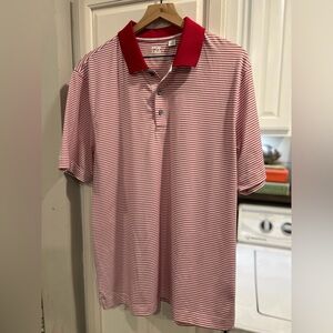 Cutter & Buck Red and White Striped Polo Shirt